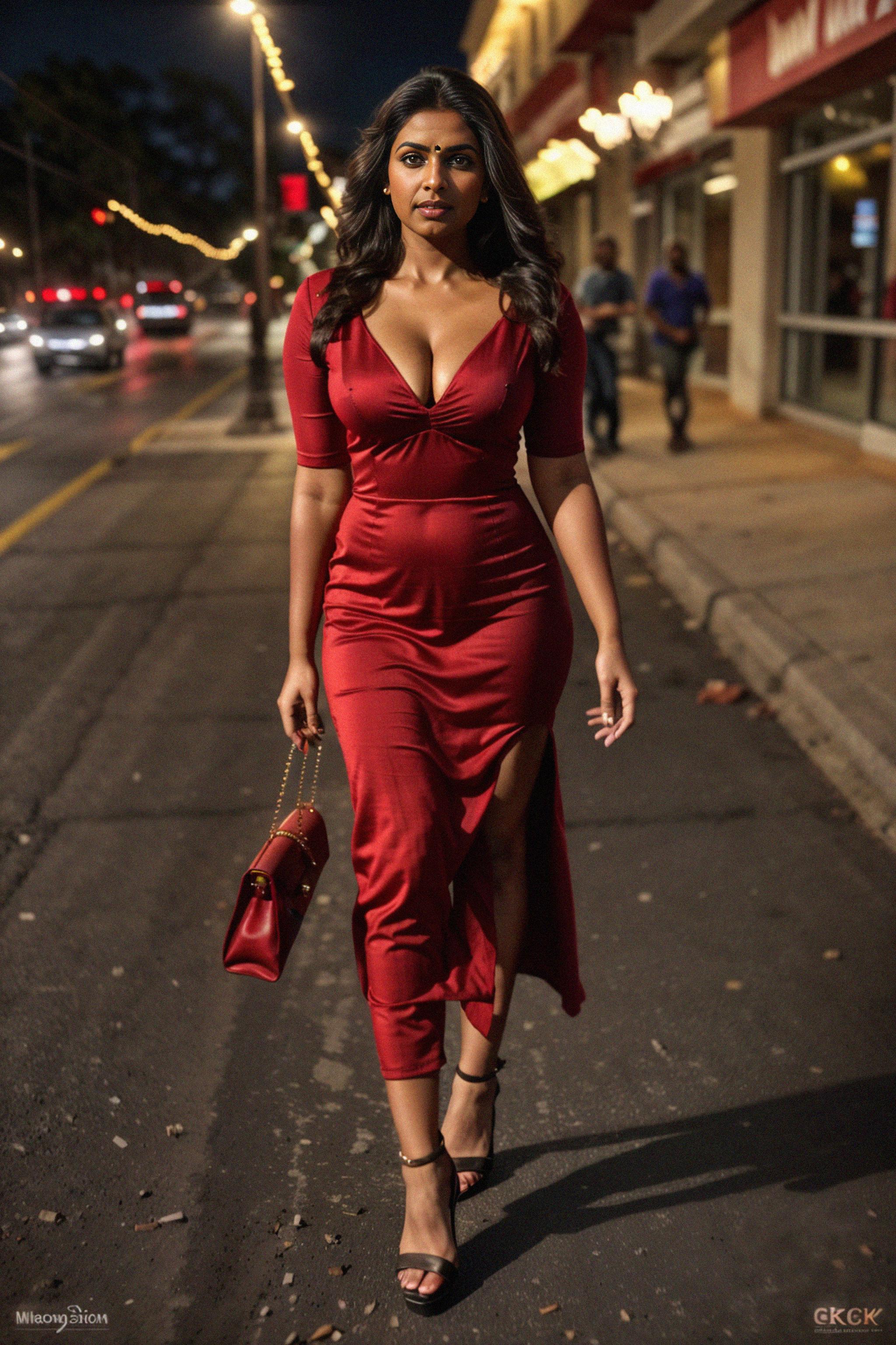 Red heels and shops black dress