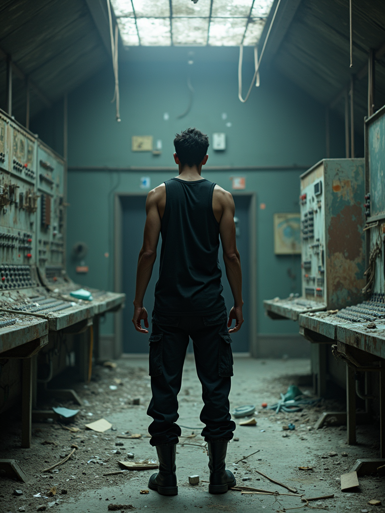 Man inside the chernobyl nuclear reactor control room, standing among ...