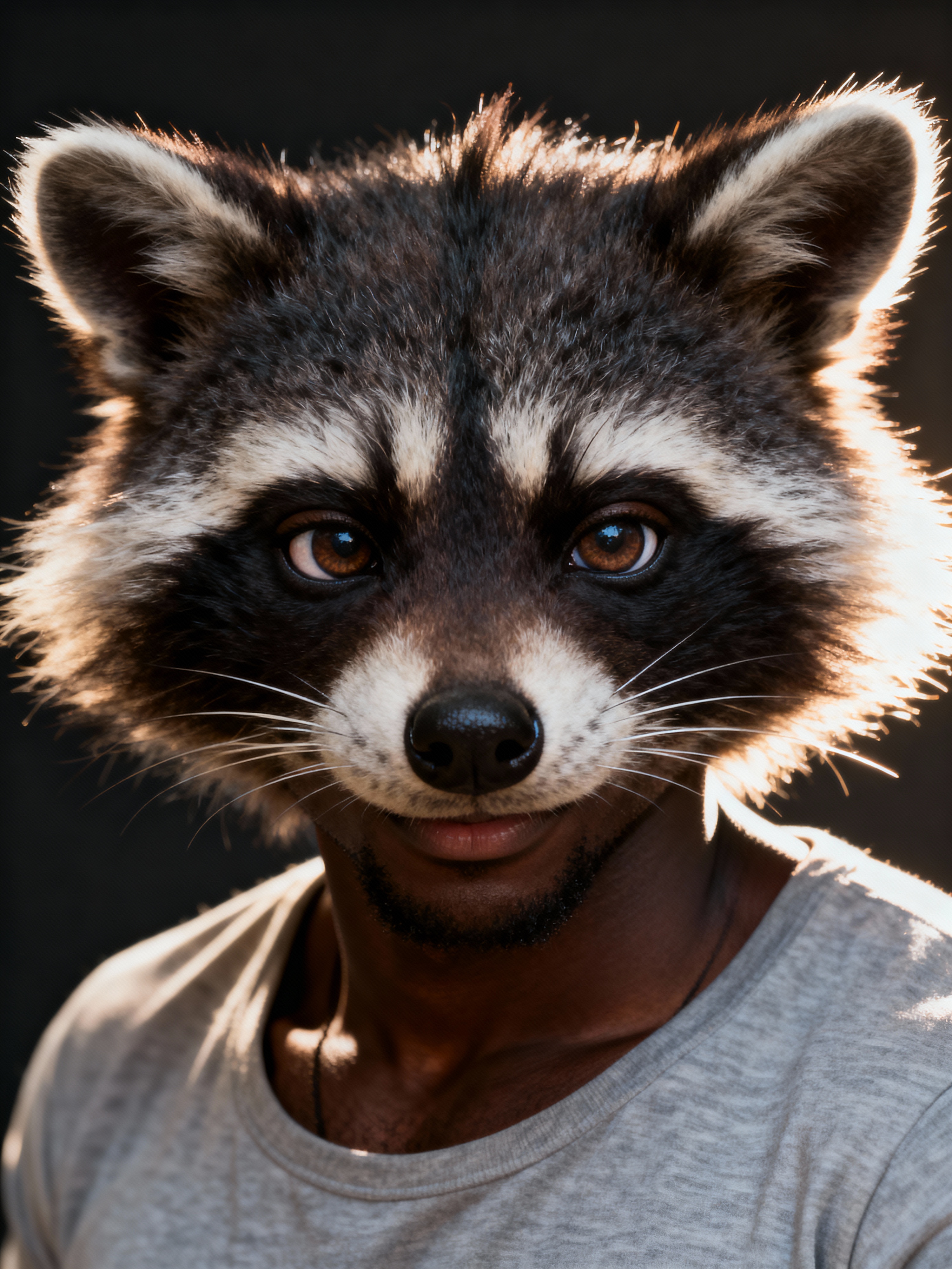 Furry character of raccoon fursona of man with cute raccoon features ...